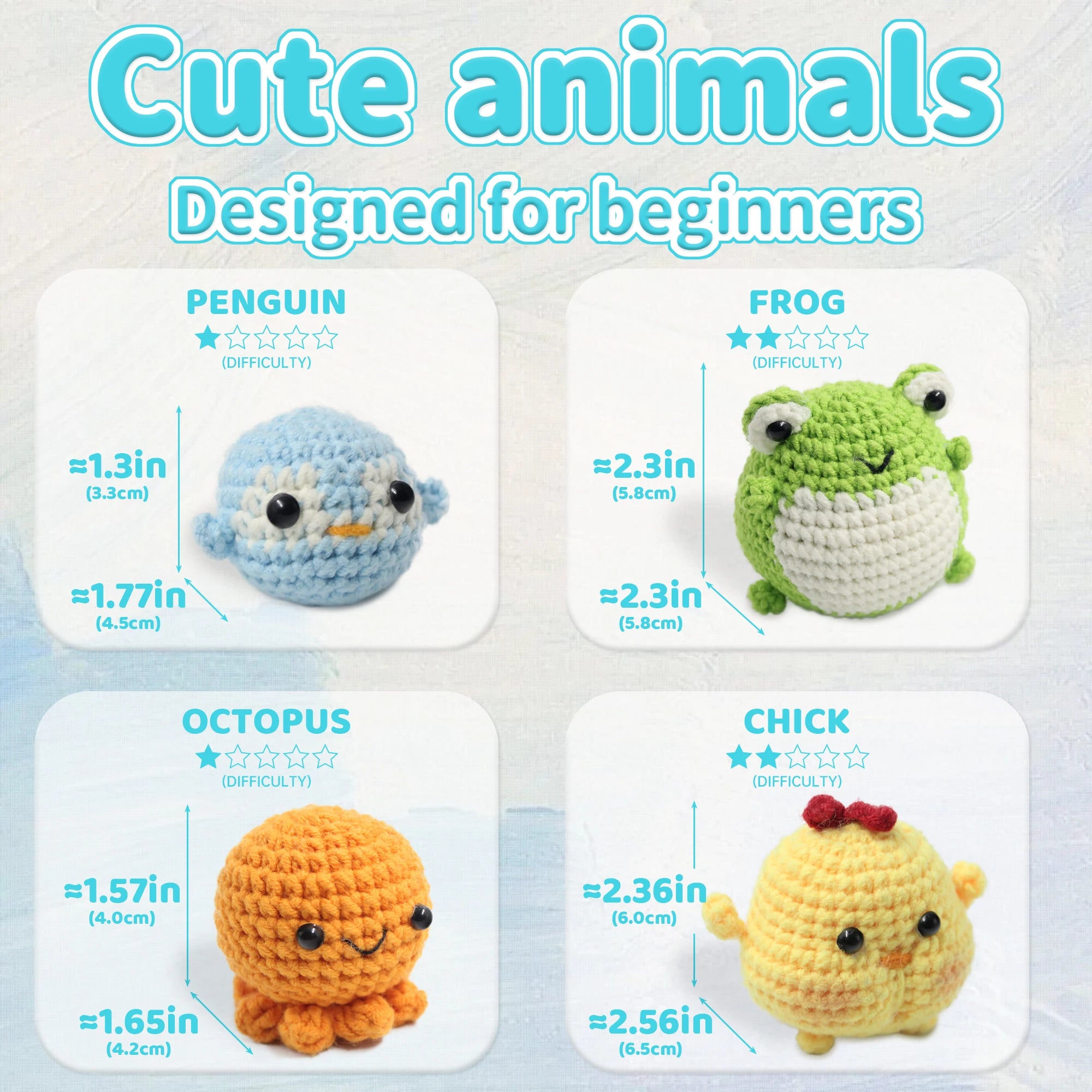 Animal sery Crochet Kit for Beginners Crochet Starter SET