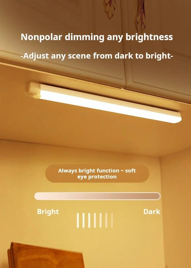 1pc Wireless Rechargeable LED Motion Sensor Cabinet Light - Ideal for Closet, Kitchen, Wardrobe, Stairs - Battery Operated Night