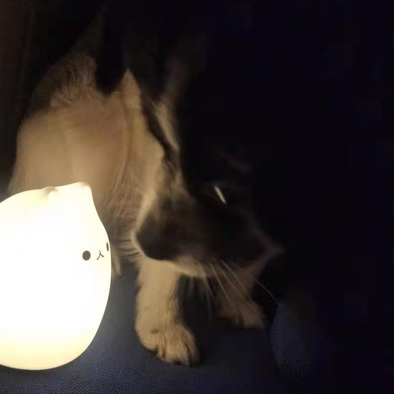 Mini Popular Cat Baby Night Lamp 7-color Pat Touch Color-changing Eye Protection Bedroom Bedside Night Light Gift Children