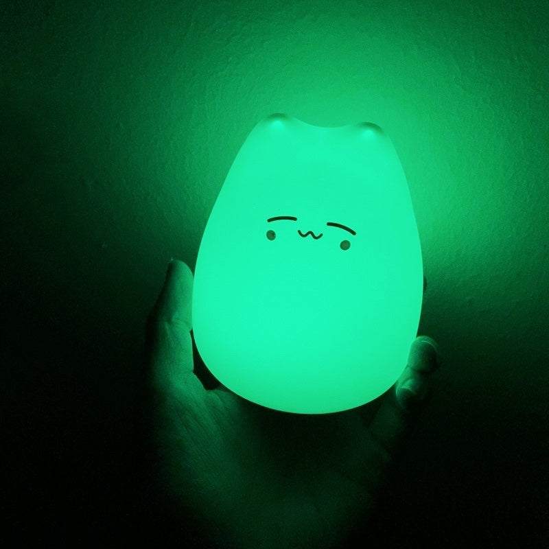 Mini Popular Cat Baby Night Lamp 7-color Pat Touch Color-changing Eye Protection Bedroom Bedside Night Light Gift Children