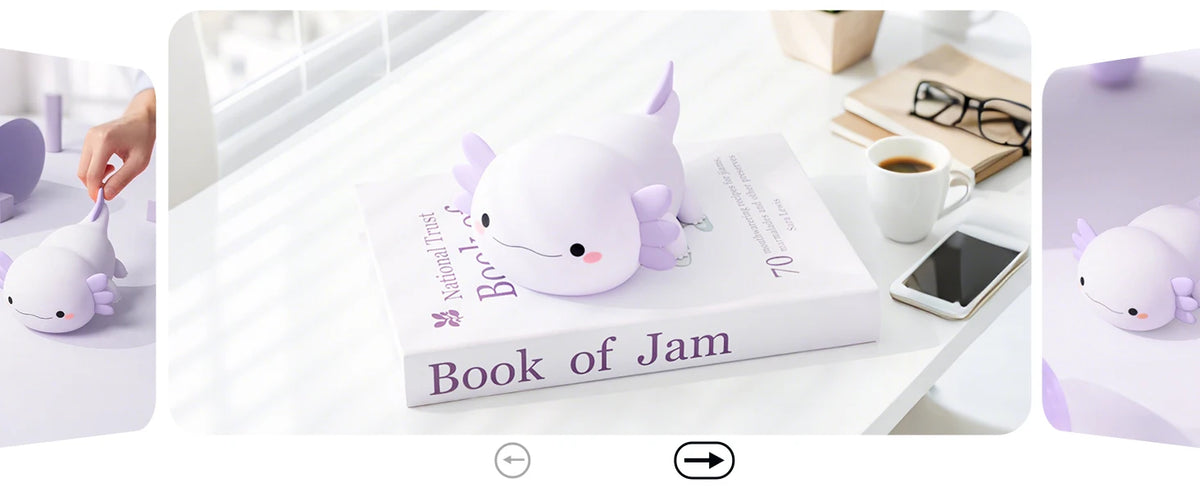 Night Light for Kids,Cute Purple Axolotl Lamp ,LED Squishy Nursery Nightlight,  Soft Silicone Novelty Animal Bedside Lamp