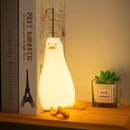 LED Duck Night Light Rechargeable Touch Silicone Cartoon Clap Duck Sleeping Night Lamp for Bedroom Decoration Children Gift