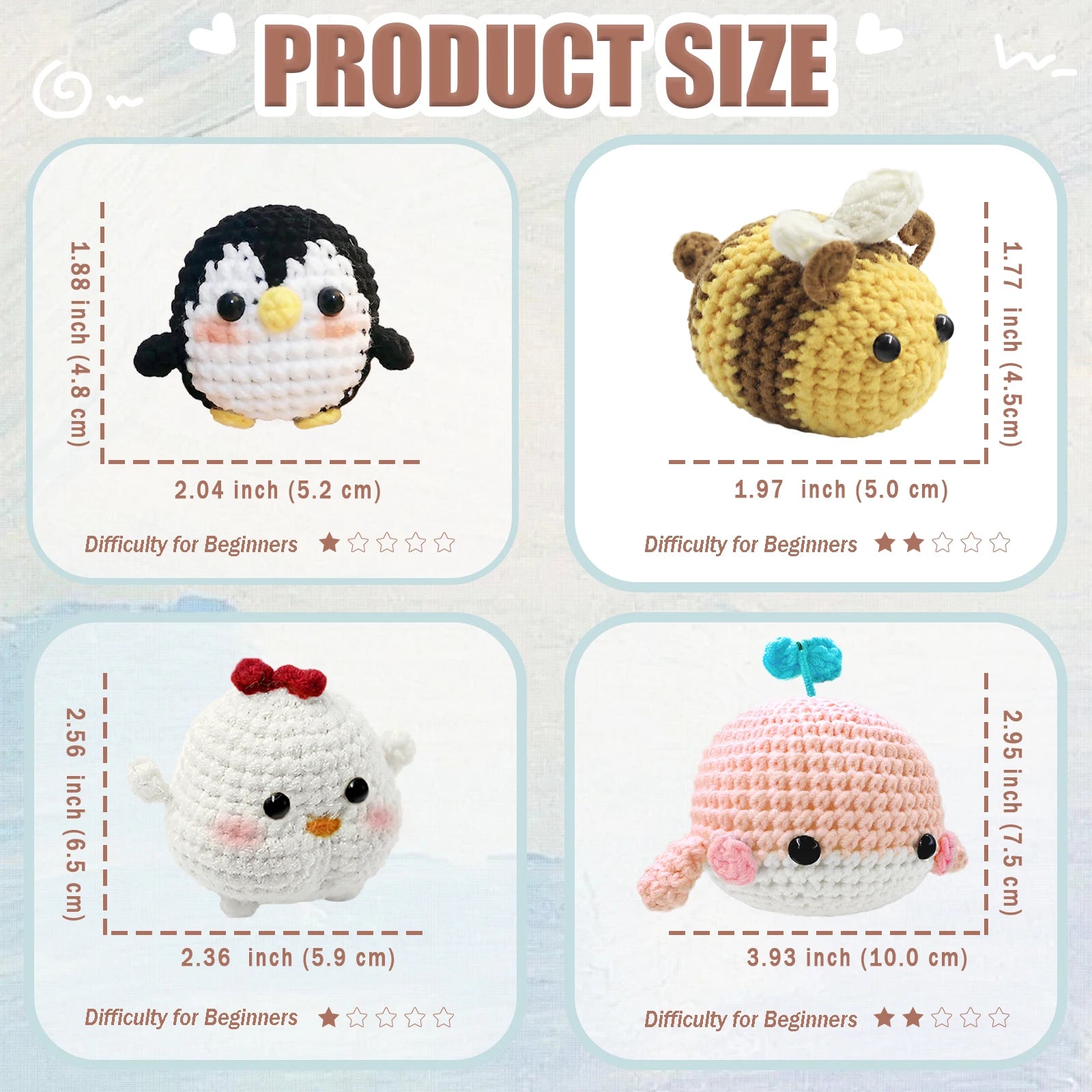 Animal sery Crochet Kit for Beginners Crochet Starter SET