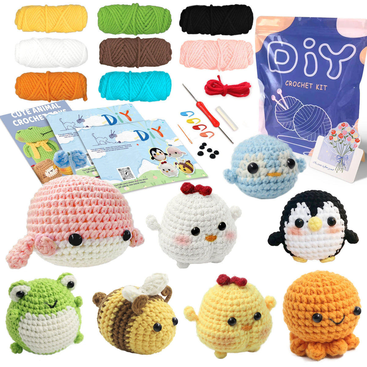 Animal sery Crochet Kit for Beginners Crochet Starter SET