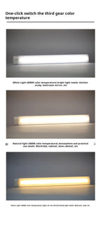 1pc Wireless Rechargeable LED Motion Sensor Cabinet Light - Ideal for Closet, Kitchen, Wardrobe, Stairs - Battery Operated Night