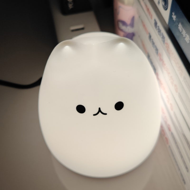 Mini Popular Cat Baby Night Lamp 7-color Pat Touch Color-changing Eye Protection Bedroom Bedside Night Light Gift Children