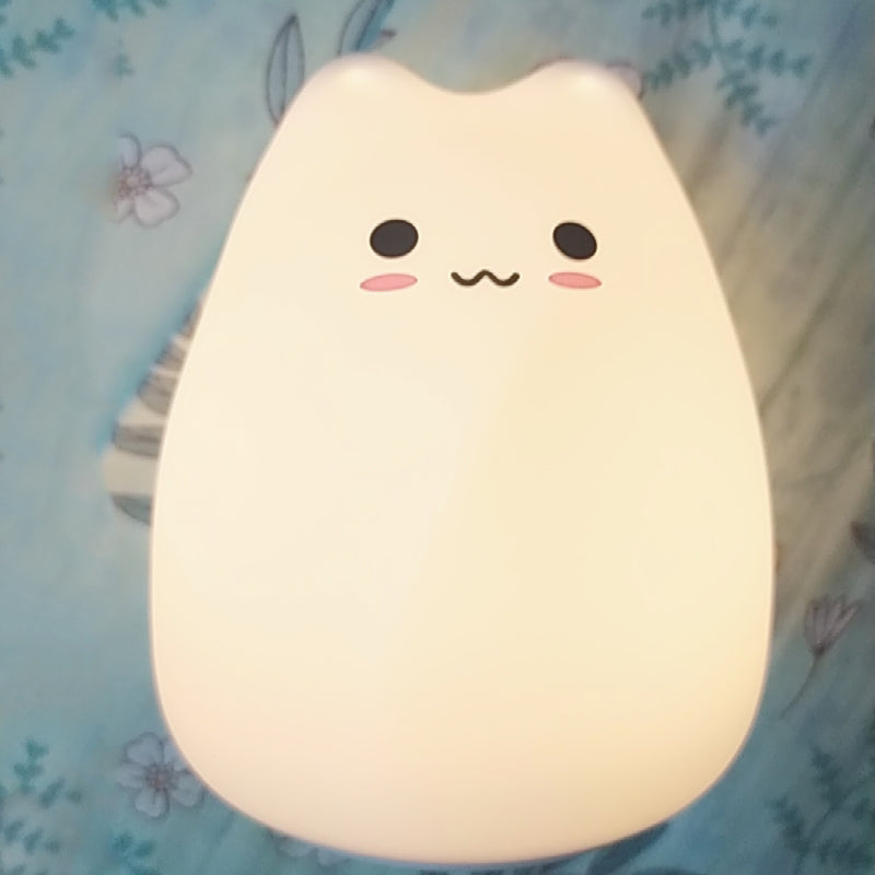 Mini Popular Cat Baby Night Lamp 7-color Pat Touch Color-changing Eye Protection Bedroom Bedside Night Light Gift Children