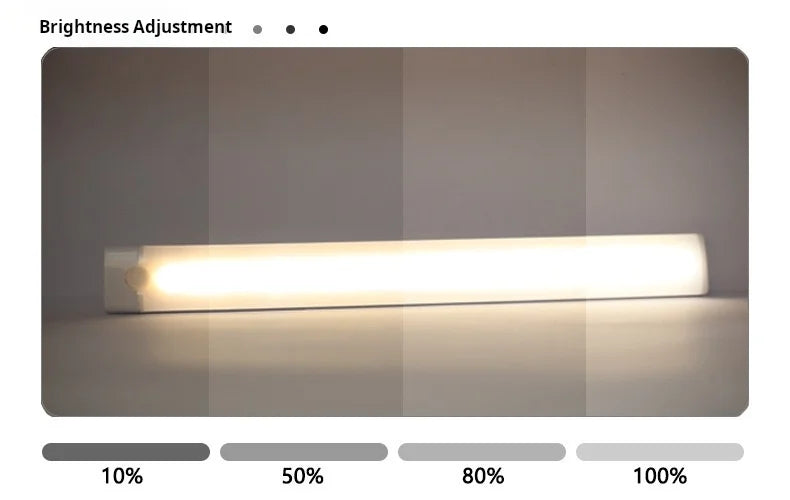 1pc Wireless Rechargeable LED Motion Sensor Cabinet Light - Ideal for Closet, Kitchen, Wardrobe, Stairs - Battery Operated Night