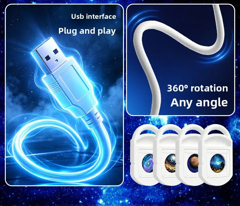 USB Starry Sky Projector Light, Adjustable-Angle Car Ambient Light,Decorative Light for Bedrooms, Living Rooms,and Car Interiors