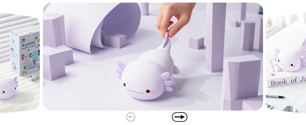 Night Light for Kids,Cute Purple Axolotl Lamp ,LED Squishy Nursery Nightlight,  Soft Silicone Novelty Animal Bedside Lamp