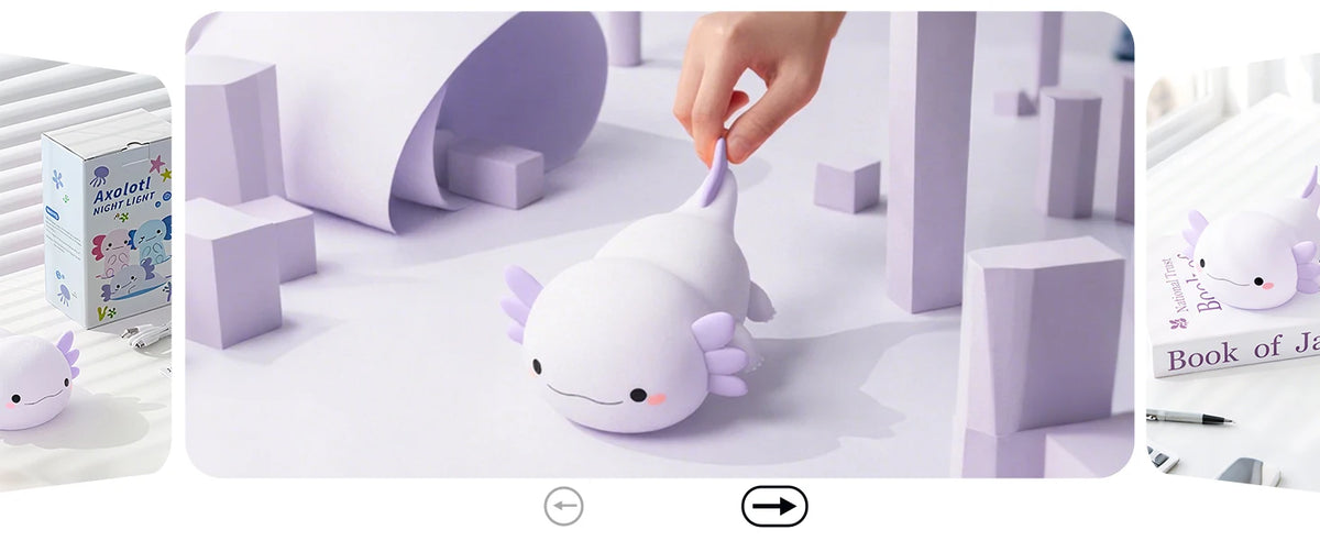 Night Light for Kids,Cute Purple Axolotl Lamp ,LED Squishy Nursery Nightlight,  Soft Silicone Novelty Animal Bedside Lamp