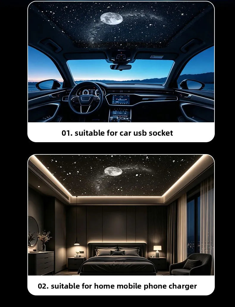 USB Starry Sky Projector Light, Adjustable-Angle Car Ambient Light,Decorative Light for Bedrooms, Living Rooms,and Car Interiors