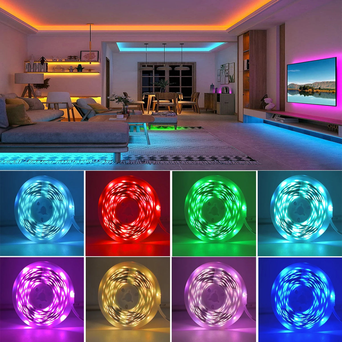 RGB Led Strip Lights 5m 10m 20m 30m Led Room Light with APP Control Flexible Ribbon Luces Led Tape for Room Bedroom Decoration