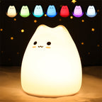 Mini Popular Cat Baby Night Lamp 7-color Pat Touch Color-changing Eye Protection Bedroom Bedside Night Light Gift Children