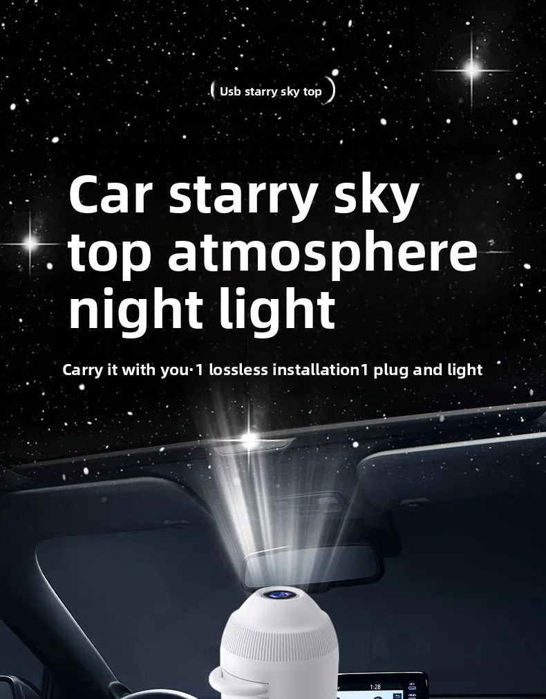 USB Starry Sky Projector Light, Adjustable-Angle Car Ambient Light,Decorative Light for Bedrooms, Living Rooms,and Car Interiors
